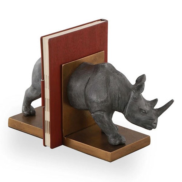 Bookends Safari African Rhino holder Sculpture exotic carrier caddy